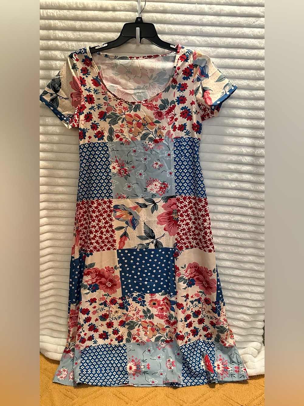 Source Unknown Patchwork Floral Maxi Dress - Blue, Pink & Cream